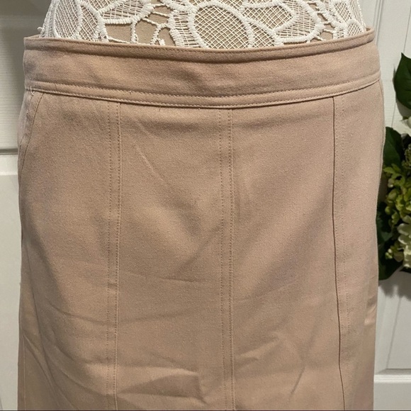 Theory Wool Knee length Skirt Zip & Button Closure Neutrals Brown size M US 6 - Picture 3 of 8